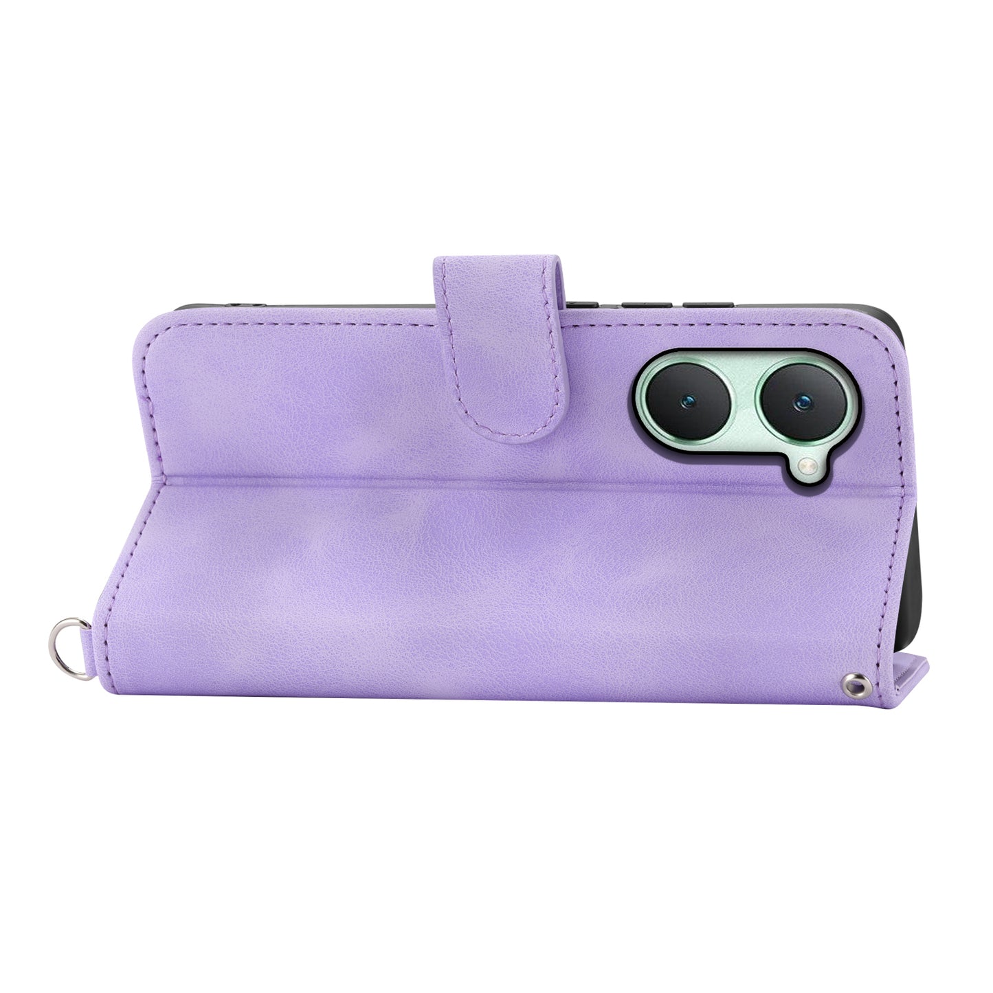 For vivo Y03 Crossbody Phone Case Card Slots Wallet PU Leather Cover Flower Pattern - Light Purple