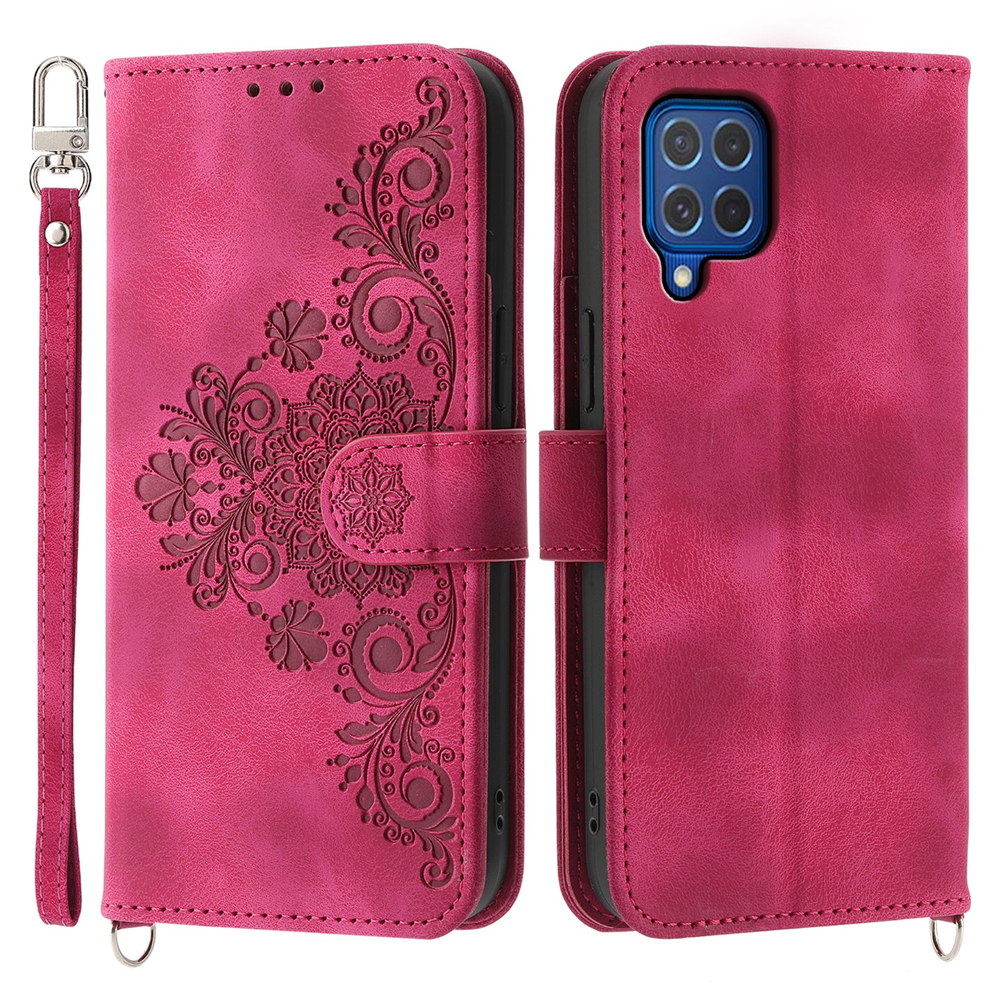 For Samsung Galaxy M62 Mobile Phone Case Wholesale Wallet Leather Stand Cover - Wine Red