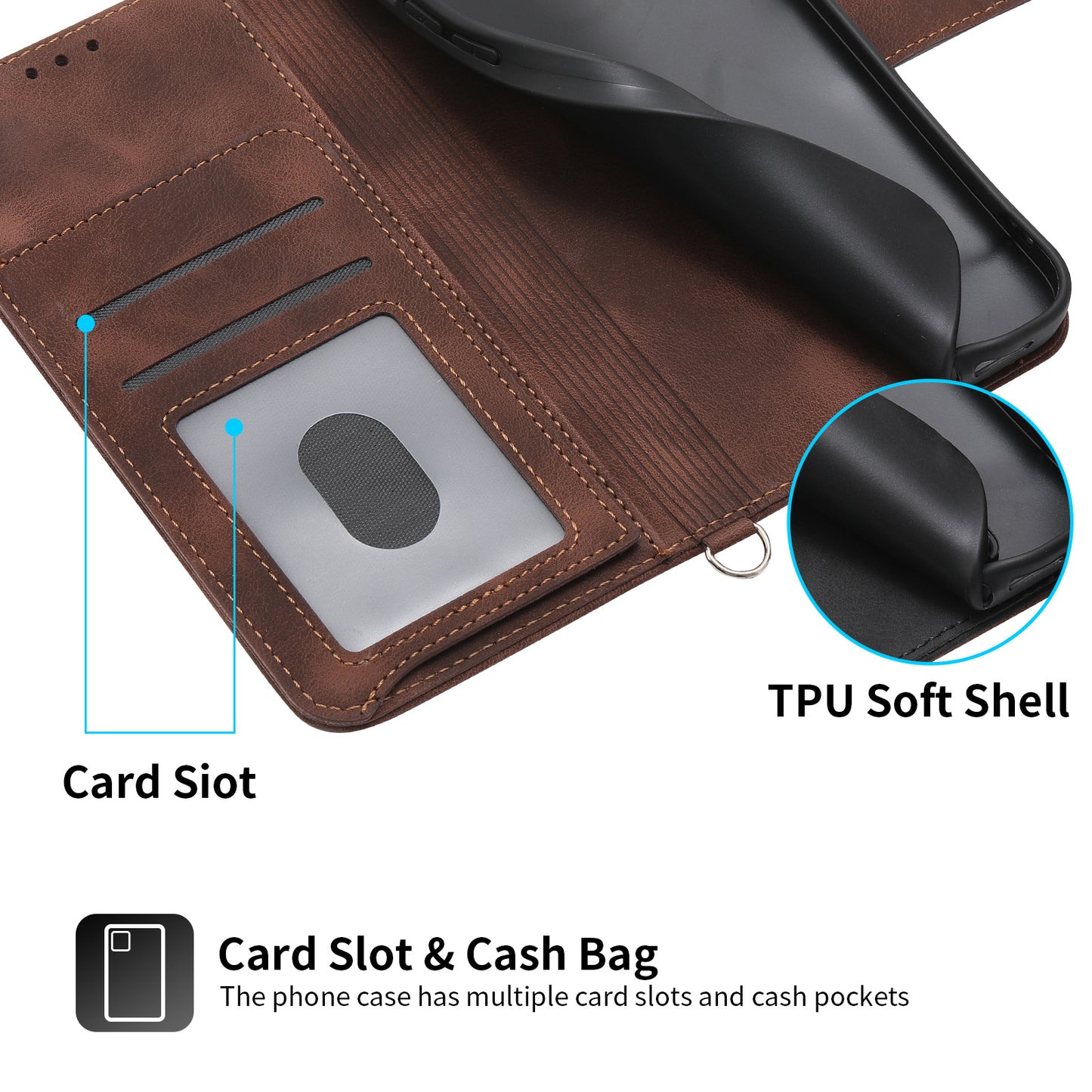 For Oppo Reno11 F 5G Wallet Case Card Slots PU Leather Phone Cover Flower Imprinted - Brown