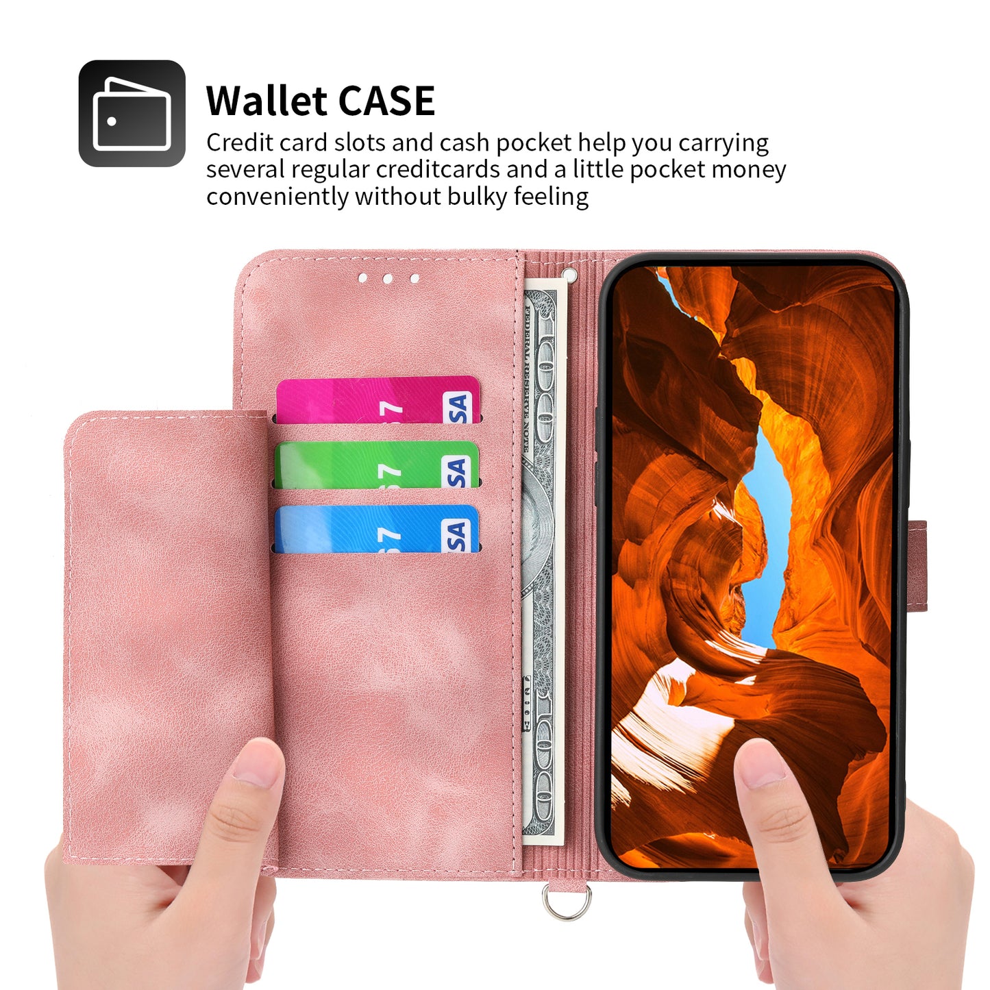 For Oppo Reno11 F 5G Wallet Case Card Slots PU Leather Phone Cover Flower Imprinted - Pink