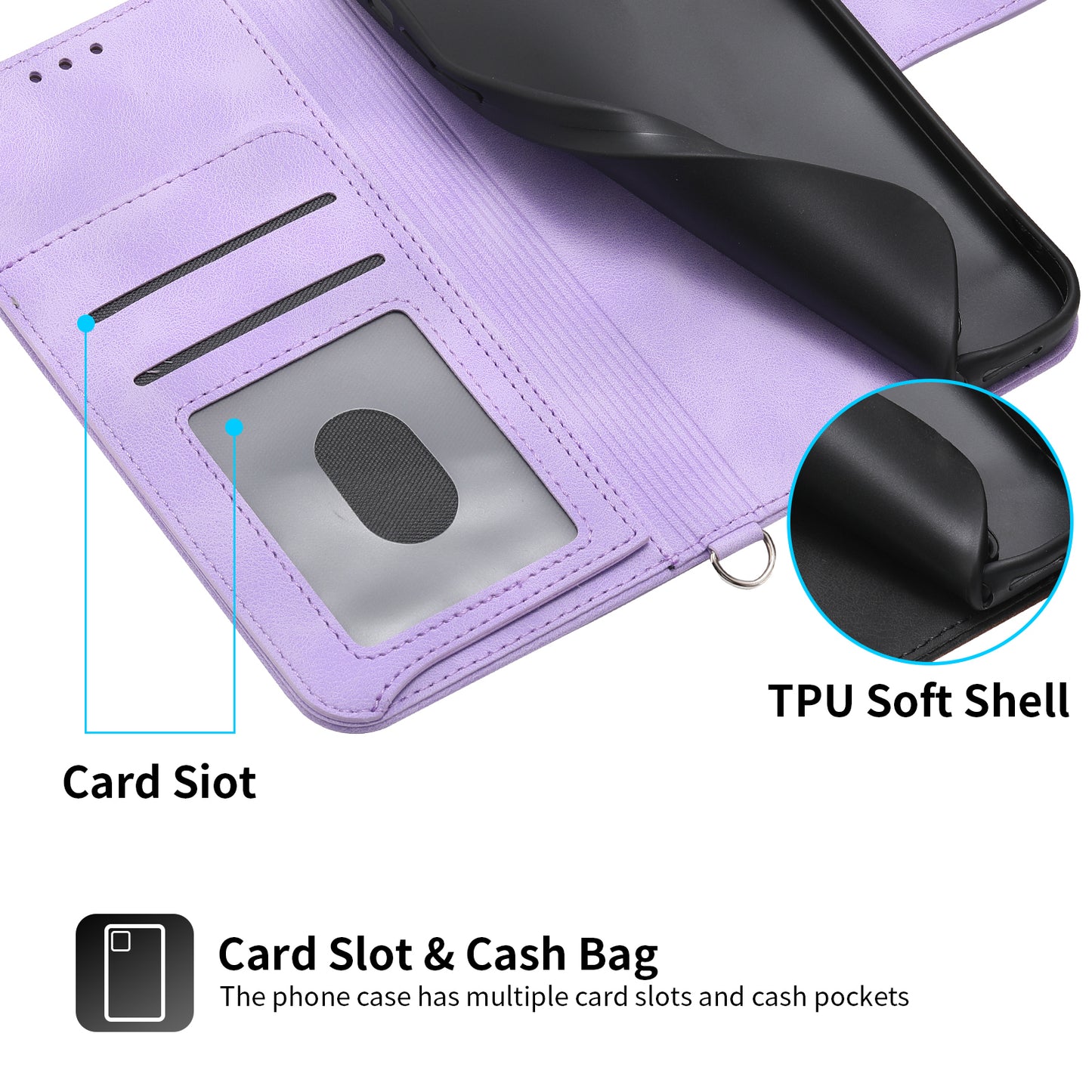 For Oppo Reno11 F 5G Wallet Case Card Slots PU Leather Phone Cover Flower Imprinted - Light Purple