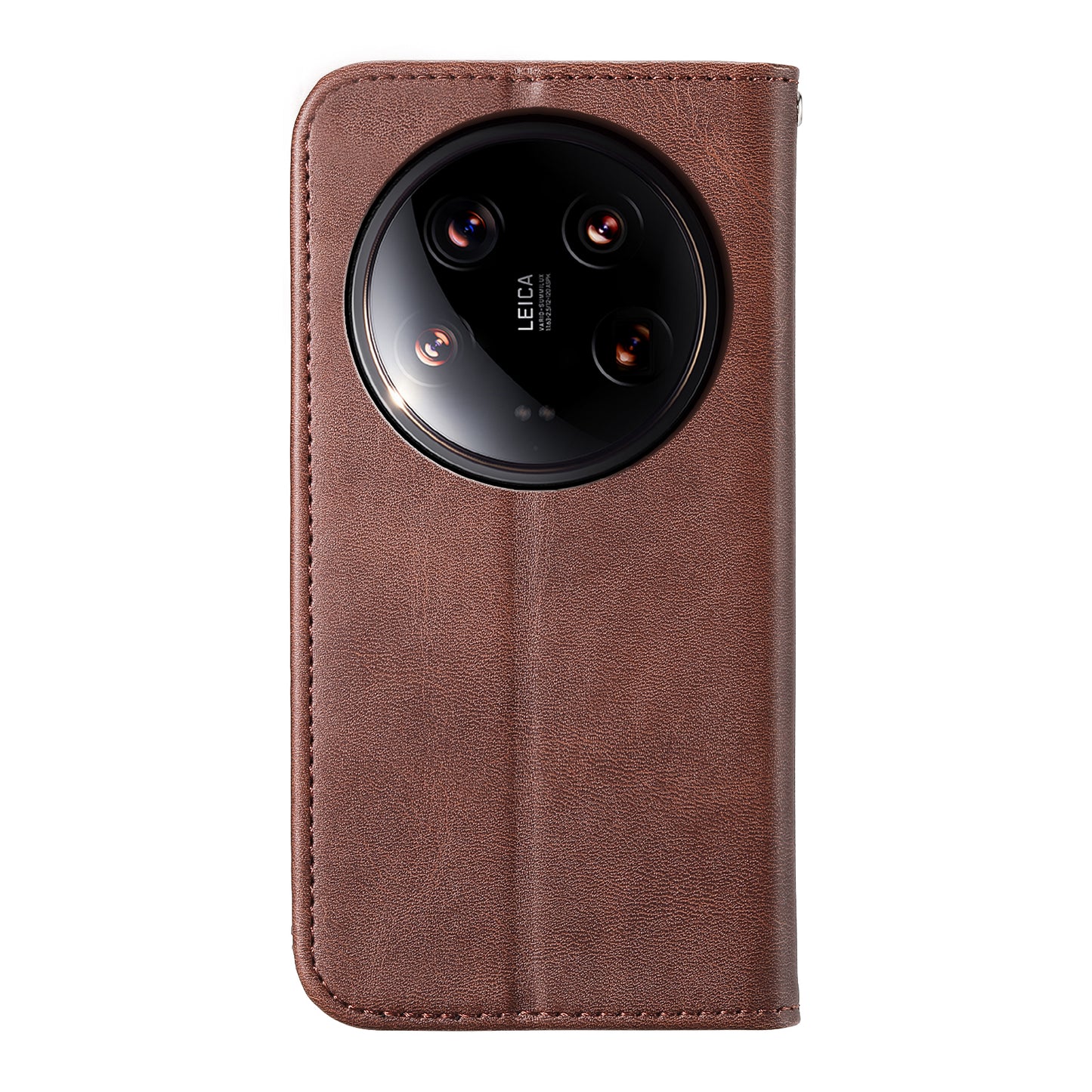 For Xiaomi 14 Ultra Case PU Leather Rhombus Imprinted Pattern Wallet Phone Cover - Brown