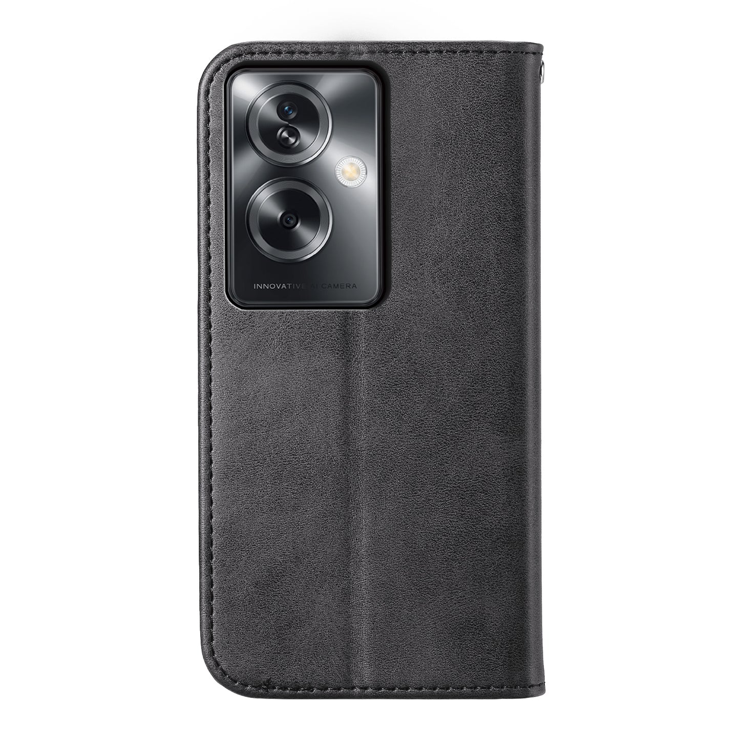 For Oppo A2 5G Case PU Leather Rhombus Imprinted Pattern Wallet Phone Cover - Black