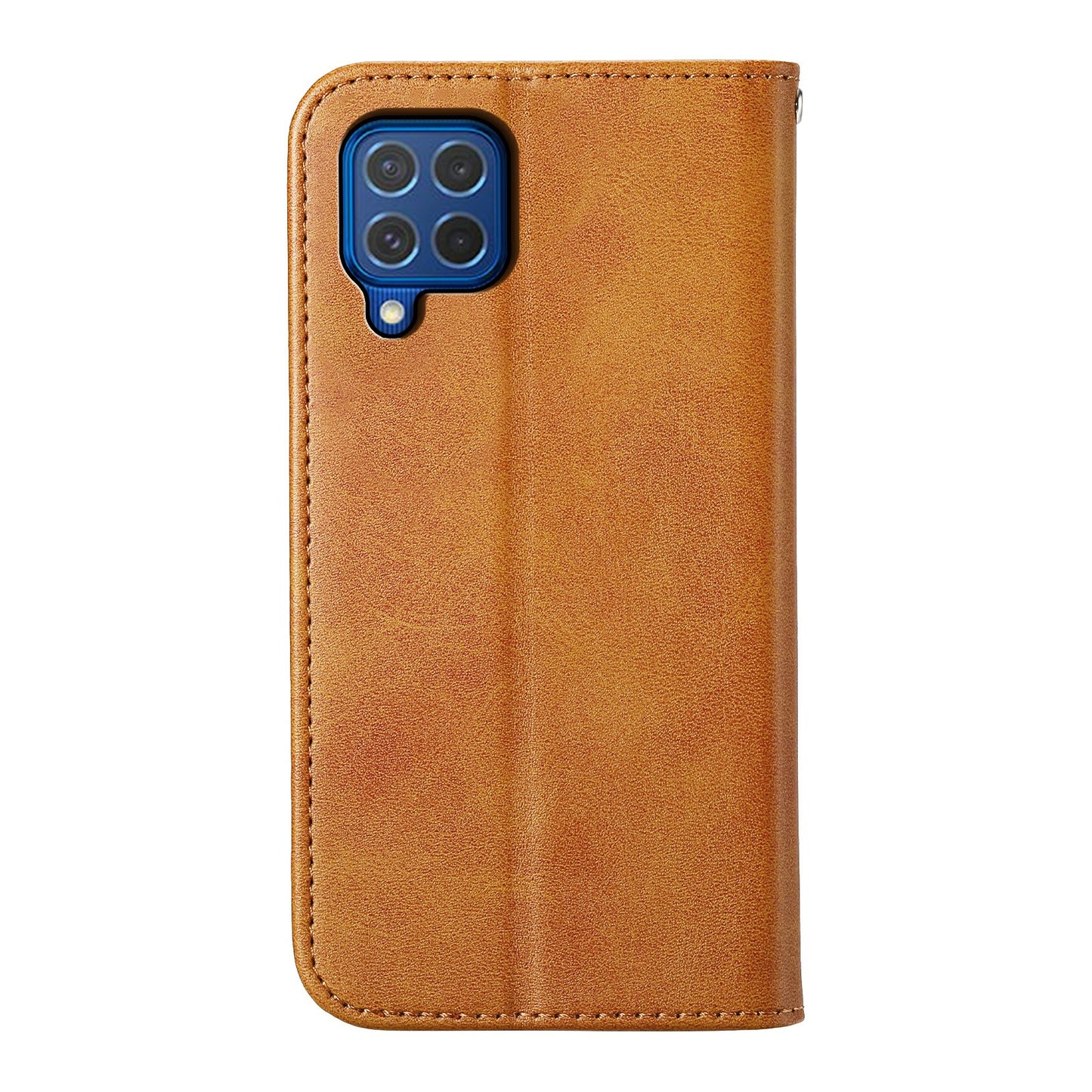 For Samsung Galaxy M62 Wallet Phone Case Rhombus Imprinted Pattern PU Leather Flip Cover - Yellow