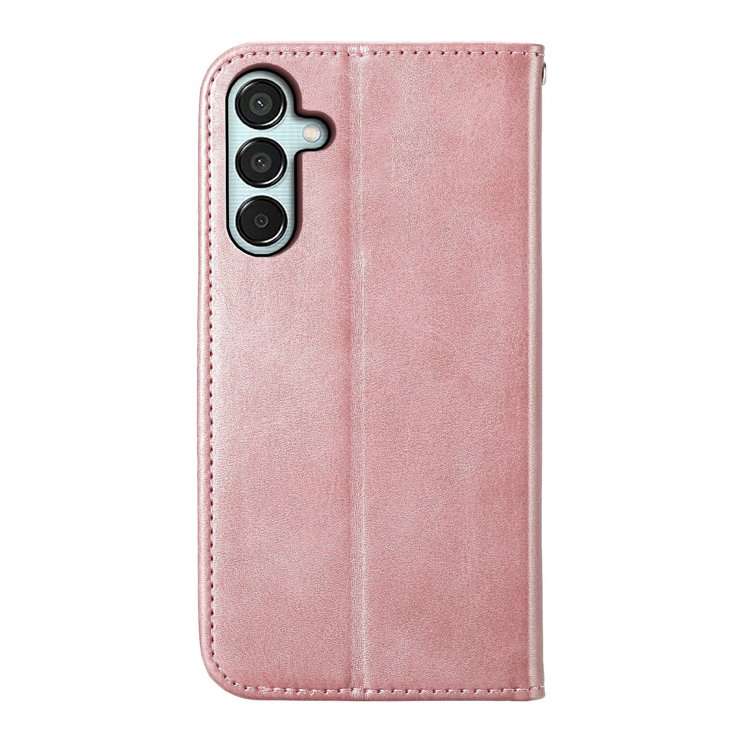 For Samsung Galaxy M15 5G / F15 5G Wholesale Phone Case PU Leather Rhombus Imprinted Pattern Wallet Cover - Rose Gold