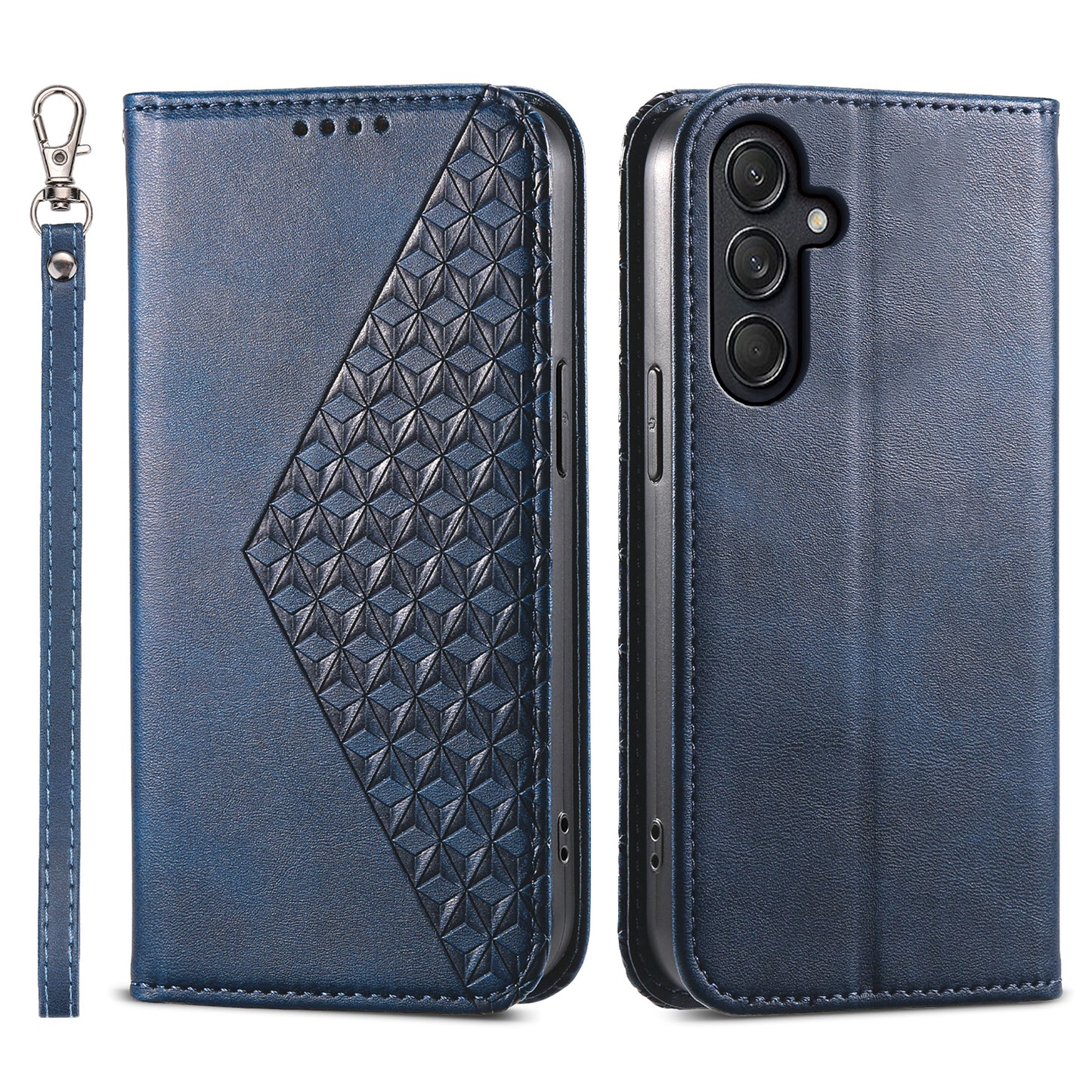 For Samsung Galaxy M55 5G Case PU Leather Wallet Phone Cover Mobile Accessories Wholesale - Blue