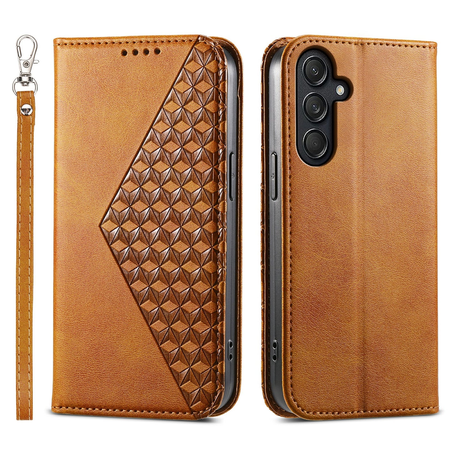 For Samsung Galaxy M55 5G Case PU Leather Wallet Phone Cover Mobile Accessories Wholesale - Yellow