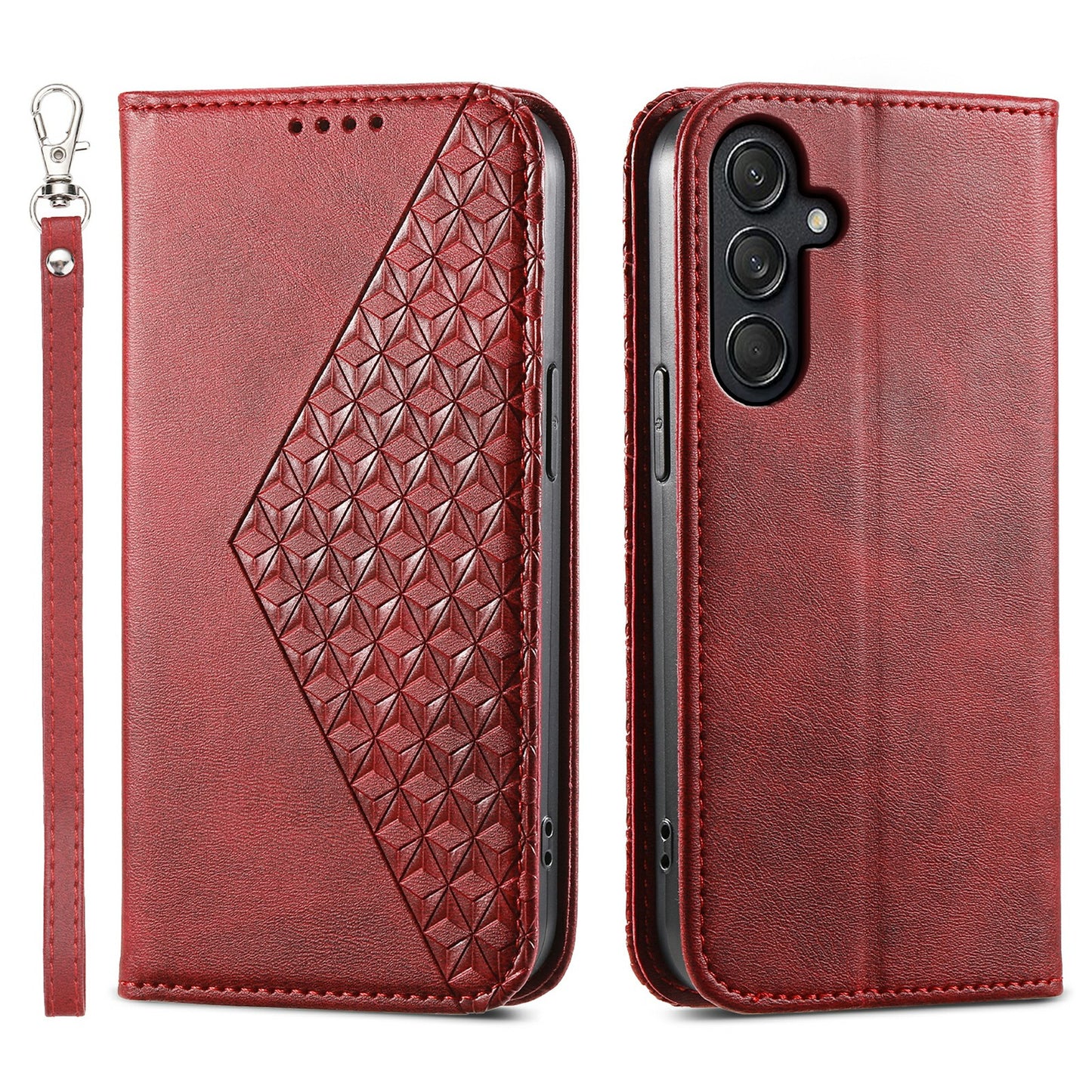 For Samsung Galaxy M55 5G Case PU Leather Wallet Phone Cover Mobile Accessories Wholesale - Red