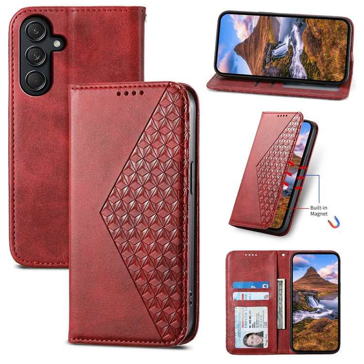 For Samsung Galaxy M55 5G / C55 5G / F55 5G Case PU Leather Wallet Phone Cover Mobile Accessories Wholesale - Red