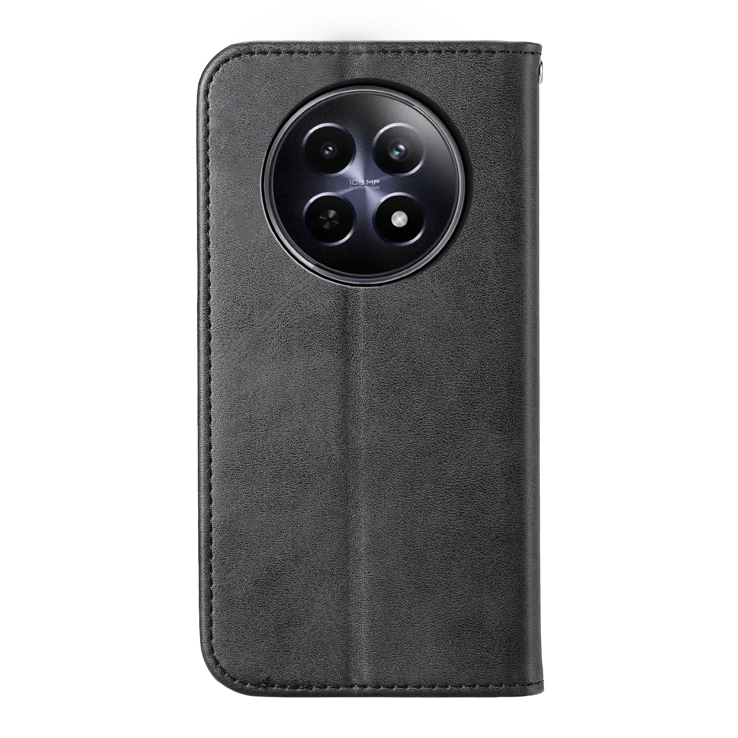 For Realme 12 / 12x 5G Case Rhombus Imprinted Leather Cell Phone Cases Wholesale - Black