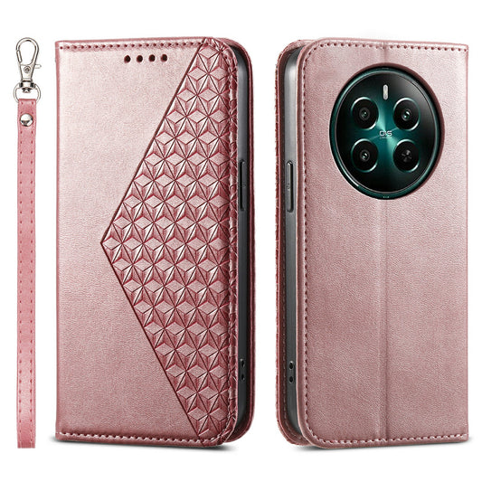 For Realme 12+ 5G / Narzo 70 Pro 5G Wallet Case PU Leather Phone Cover Mobile Accessories Wholesale - Rose Gold