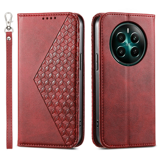 For Realme 12+ 5G / Narzo 70 Pro 5G Wallet Case PU Leather Phone Cover Mobile Accessories Wholesale - Red