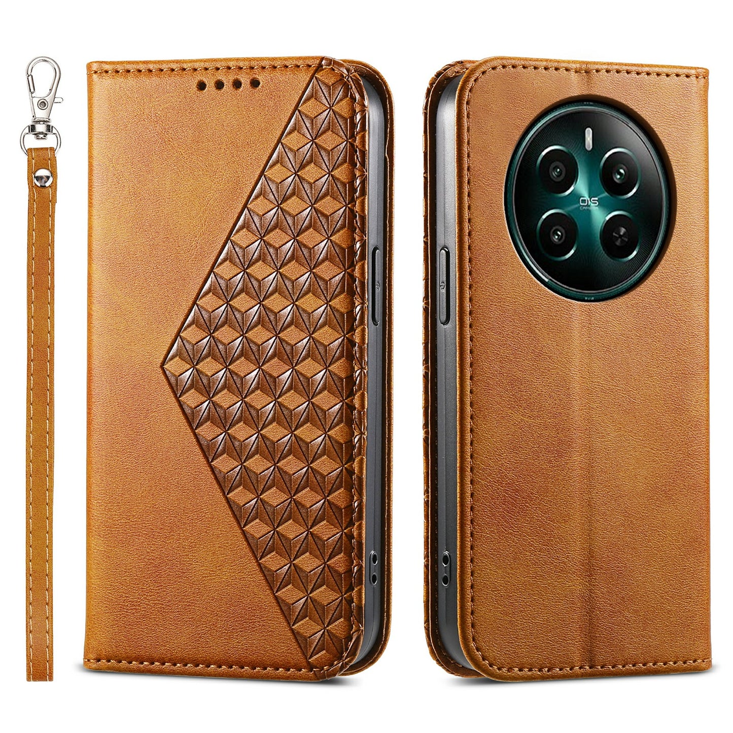 For Realme 12+ 5G / Narzo 70 Pro 5G Wallet Case PU Leather Phone Cover Mobile Accessories Wholesale - Yellow