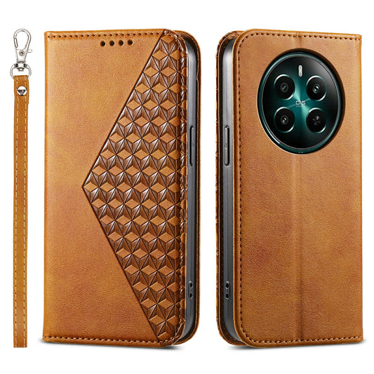 For Realme 12+ 5G / Narzo 70 Pro 5G Wallet Case PU Leather Phone Cover Mobile Accessories Wholesale - Yellow