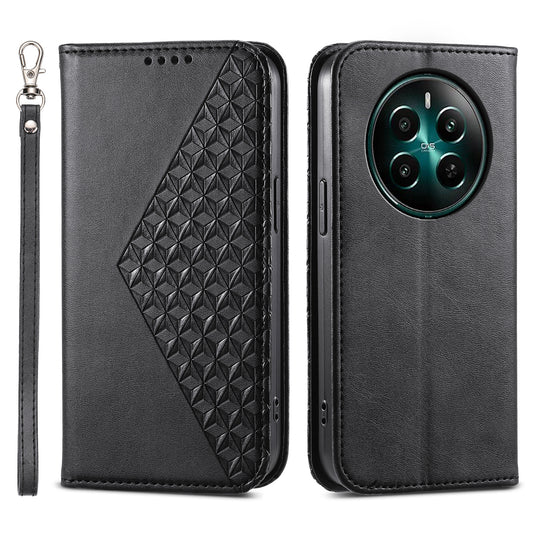 For Realme 12+ 5G / Narzo 70 Pro 5G Wallet Case PU Leather Phone Cover Mobile Accessories Wholesale - Black