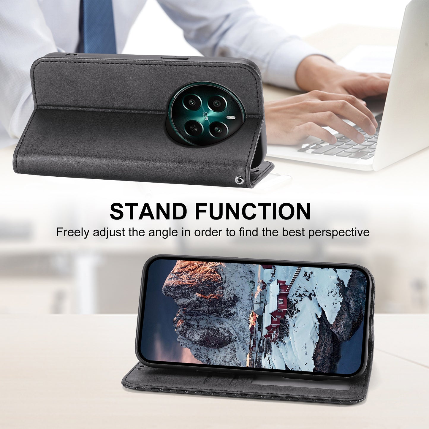 For Realme 12+ 5G / Narzo 70 Pro 5G Wallet Case PU Leather Phone Cover Mobile Accessories Wholesale - Black