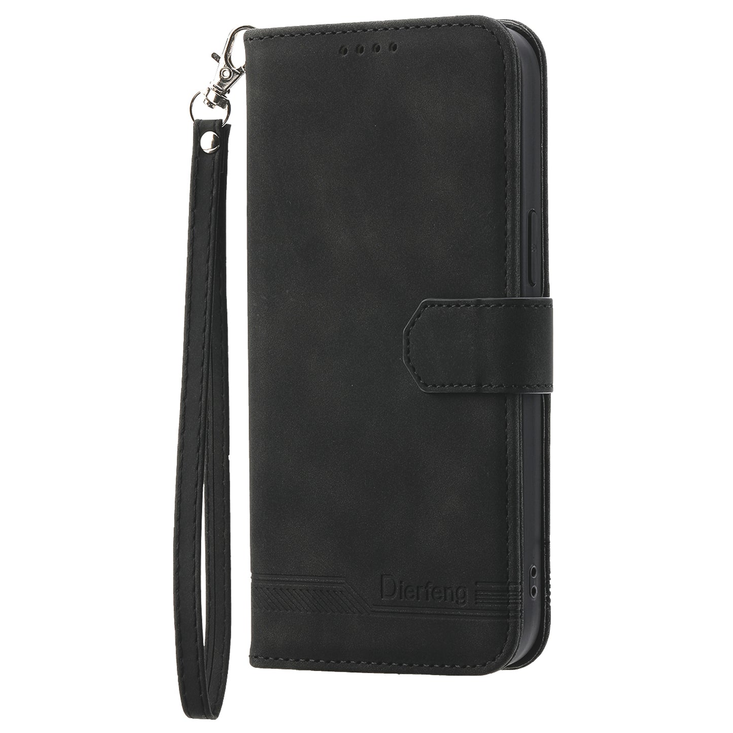 DIERFENG DF-03 Flip Cover for vivo Y03 Shell Lines Imprinted Wallet Stand Mobile Phone Case - Black