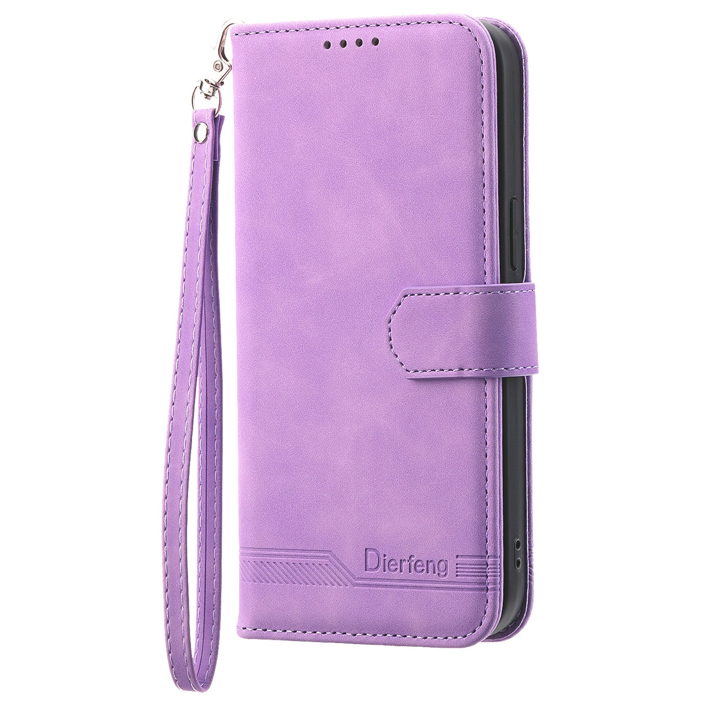 DIERFENG DF-03 Leather Cover for Samsung Galaxy M62 Case Lines Imprinted Wallet Stand Shell - Purple