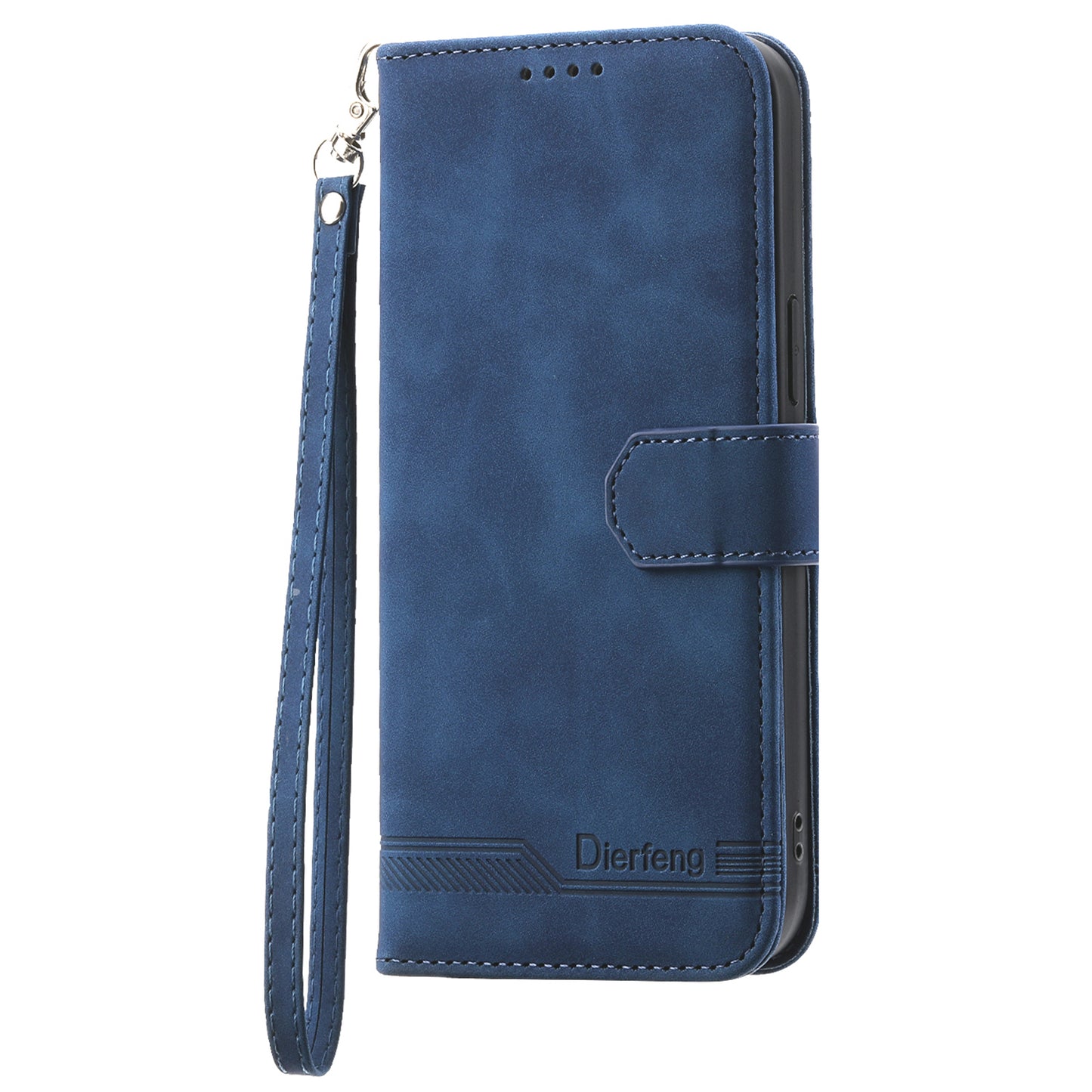 DIERFENG DF-03 Leather Cover for Samsung Galaxy M62 Case Lines Imprinted Wallet Stand Shell - Blue