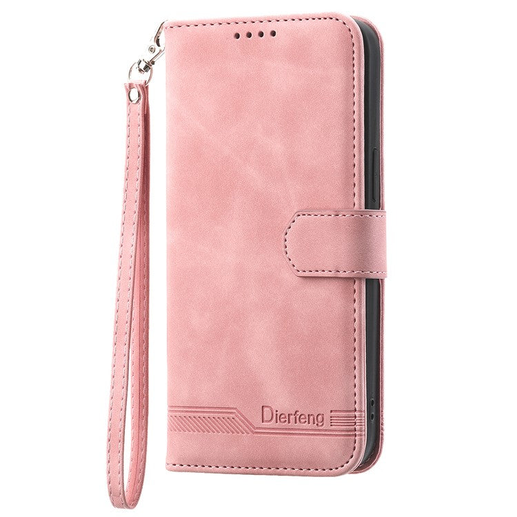 DIERFENG DF-03 For Samsung Galaxy M55 5G / C55 5G / F55 5G Wallet Case Lines Imprinted Leather Phone Cover - Pink