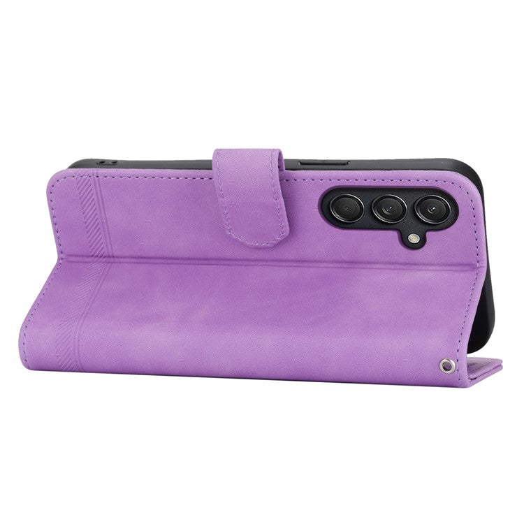 DIERFENG DF-03 For Samsung Galaxy M55 5G / C55 5G / F55 5G Wallet Case Lines Imprinted Leather Phone Cover - Purple