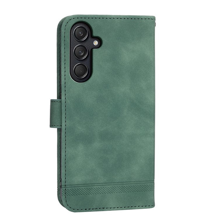 DIERFENG DF-03 For Samsung Galaxy M55 5G / C55 5G / F55 5G Wallet Case Lines Imprinted Leather Phone Cover - Green