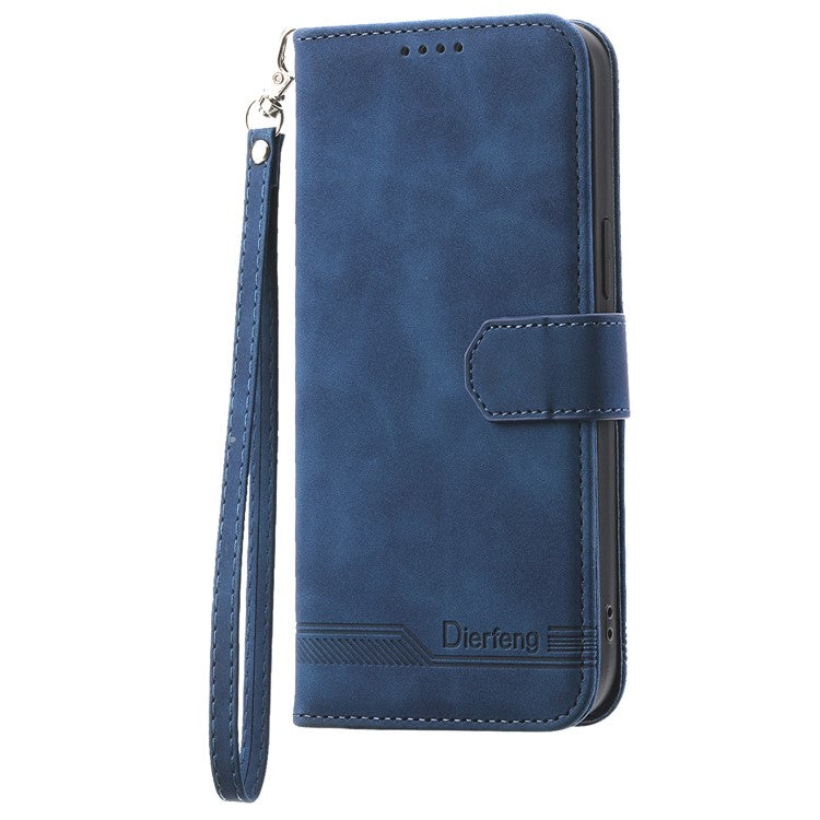 DIERFENG DF-03 For Samsung Galaxy M55 5G / C55 5G / F55 5G Wallet Case Lines Imprinted Leather Phone Cover - Blue