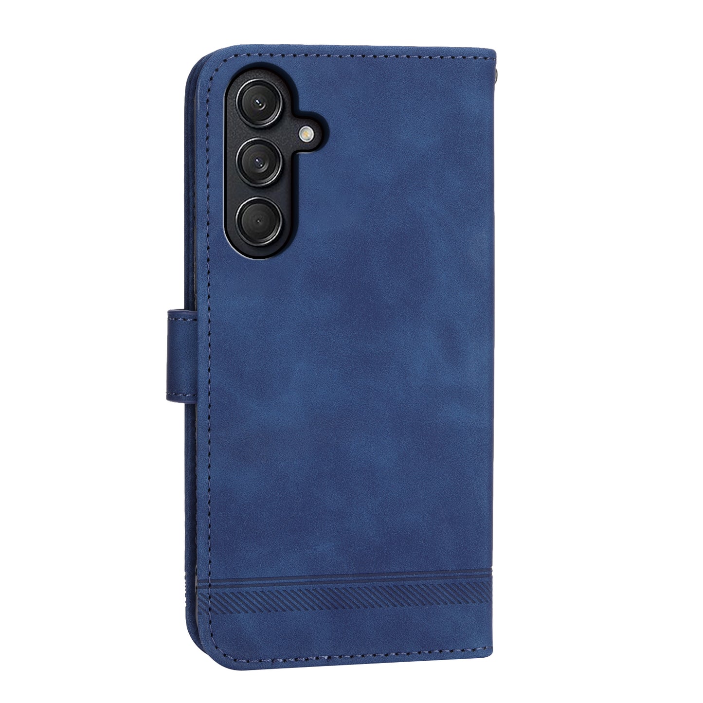 DIERFENG DF-03 For Samsung Galaxy M55 5G Wallet Case Lines Imprinted Leather Phone Cover - Blue