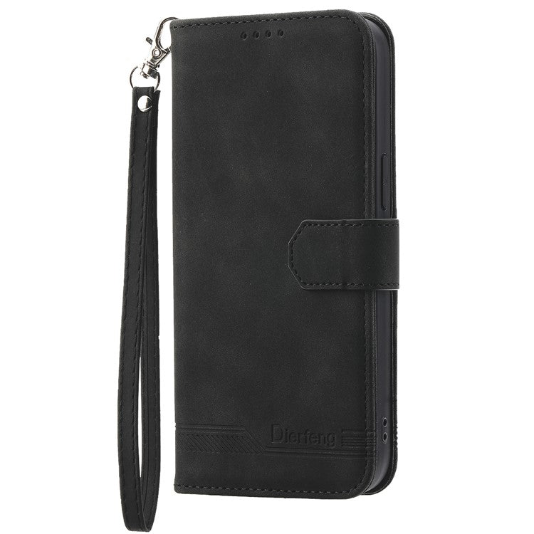 DIERFENG DF-03 For Samsung Galaxy M55 5G / C55 5G / F55 5G Wallet Case Lines Imprinted Leather Phone Cover - Black