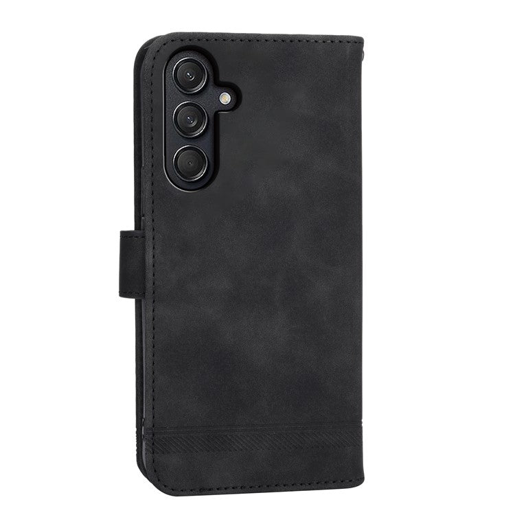 DIERFENG DF-03 For Samsung Galaxy M55 5G / C55 5G / F55 5G Wallet Case Lines Imprinted Leather Phone Cover - Black