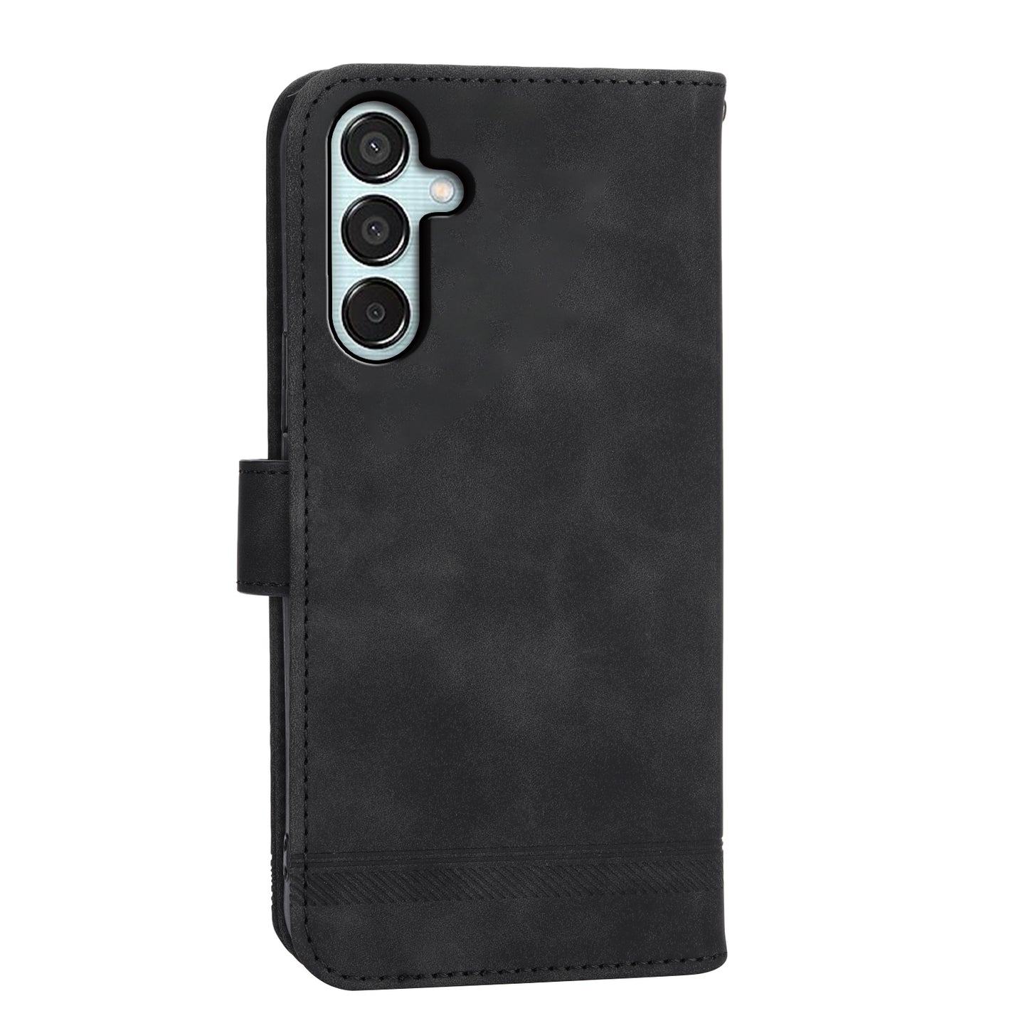 DIERFENG DF-03 Flip Stand Cover for Samsung Galaxy M15 5G / F15 5G Cases Imprinted Card Holder Shell - Black