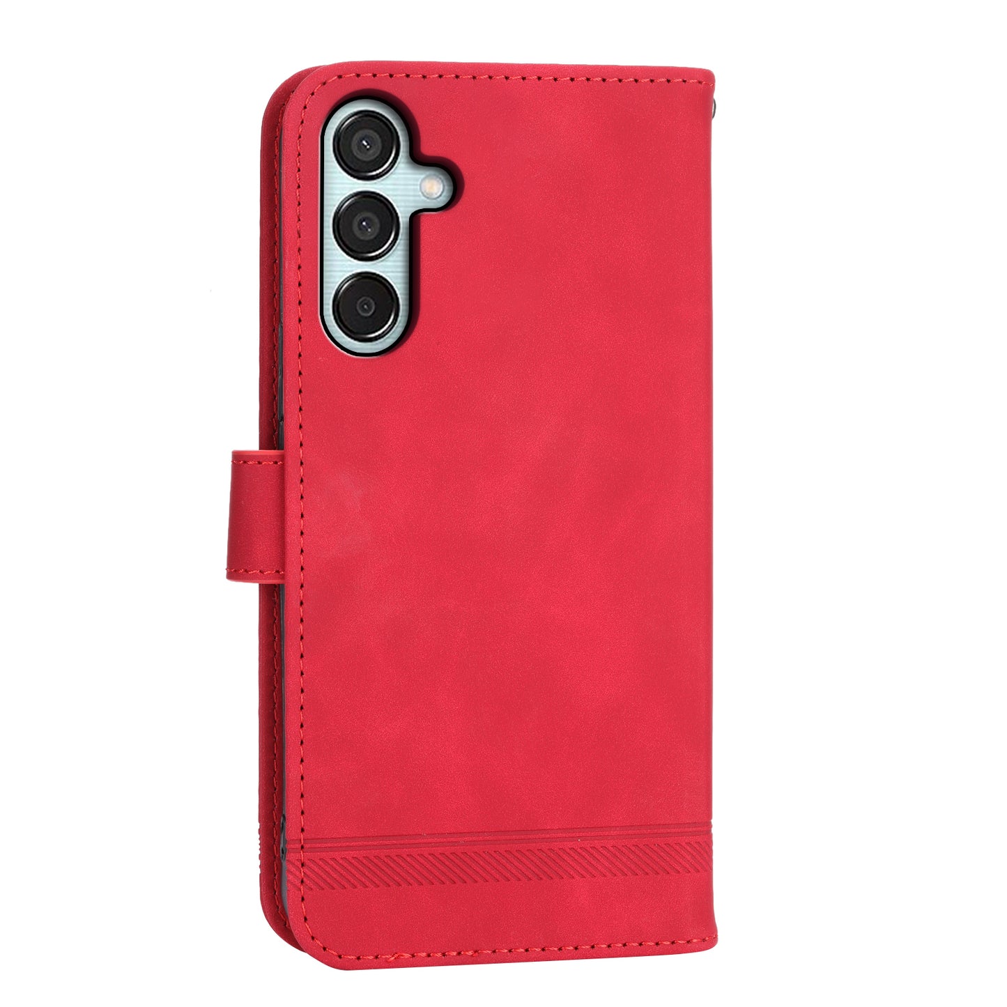 DIERFENG DF-03 Flip Stand Cover for Samsung Galaxy M15 5G / F15 5G Cases Imprinted Card Holder Shell - Red