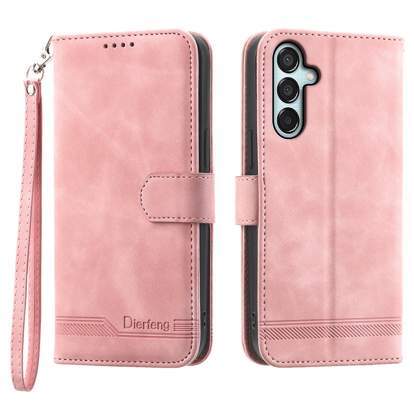DIERFENG DF-03 Flip Stand Cover for Samsung Galaxy M15 5G / F15 5G Cases Imprinted Card Holder Shell - Pink
