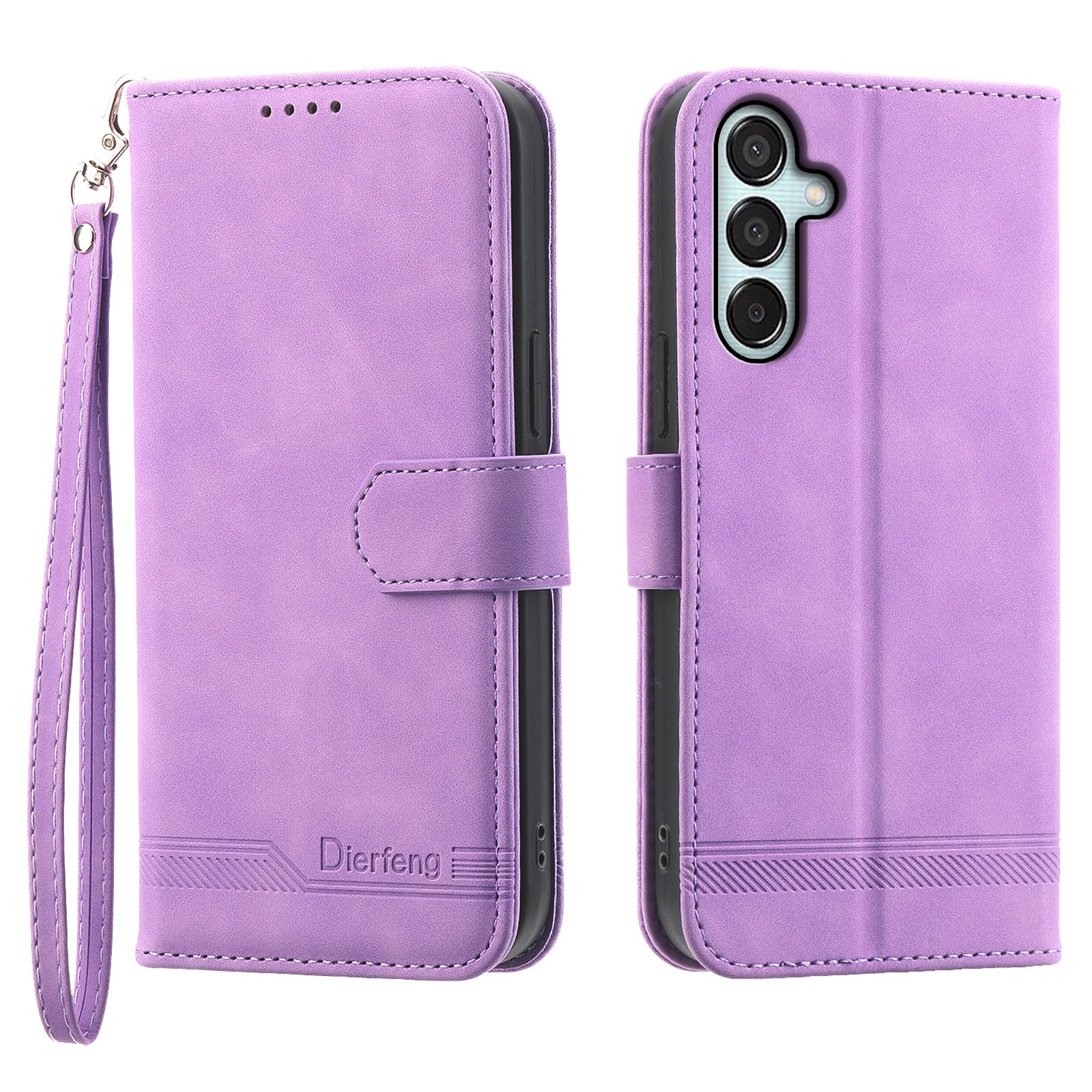 DIERFENG DF-03 Flip Stand Cover for Samsung Galaxy M15 5G / F15 5G Cases Imprinted Card Holder Shell - Purple