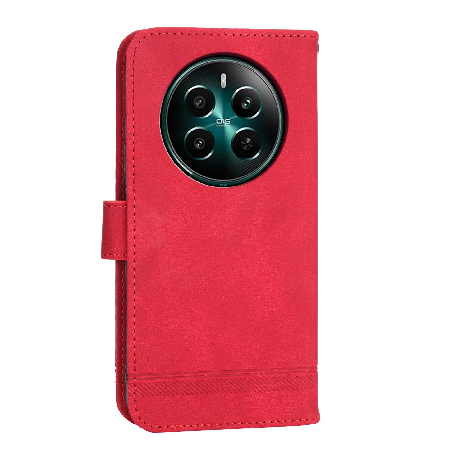 DIERFENG DF-03 For Realme 12+ 5G / Narzo 70 Pro 5G Case Imprinted Wallet Phone Cover with Hand Strap - Red