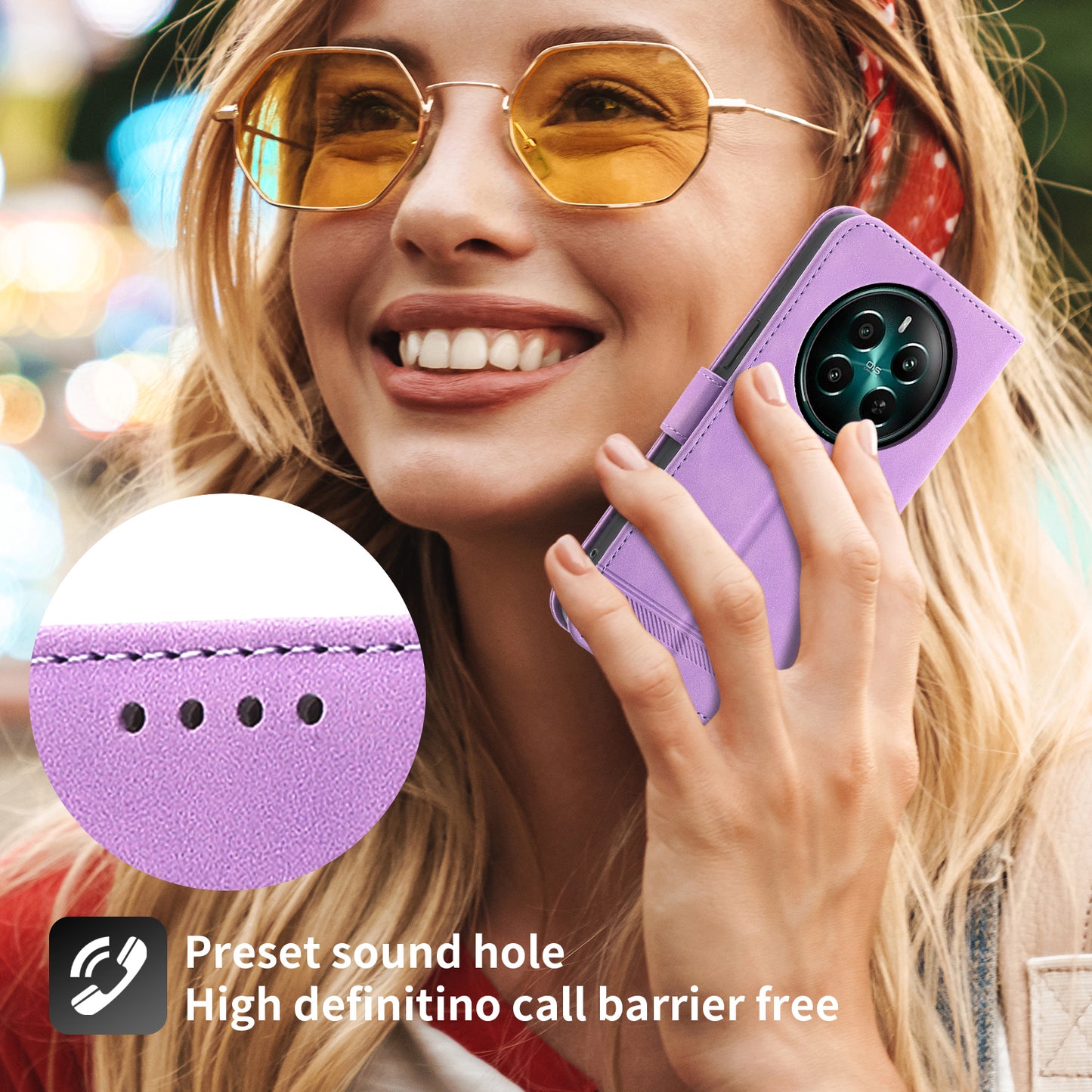DIERFENG DF-03 For Realme 12+ 5G / Narzo 70 Pro 5G Case Imprinted Wallet Phone Cover with Hand Strap - Purple