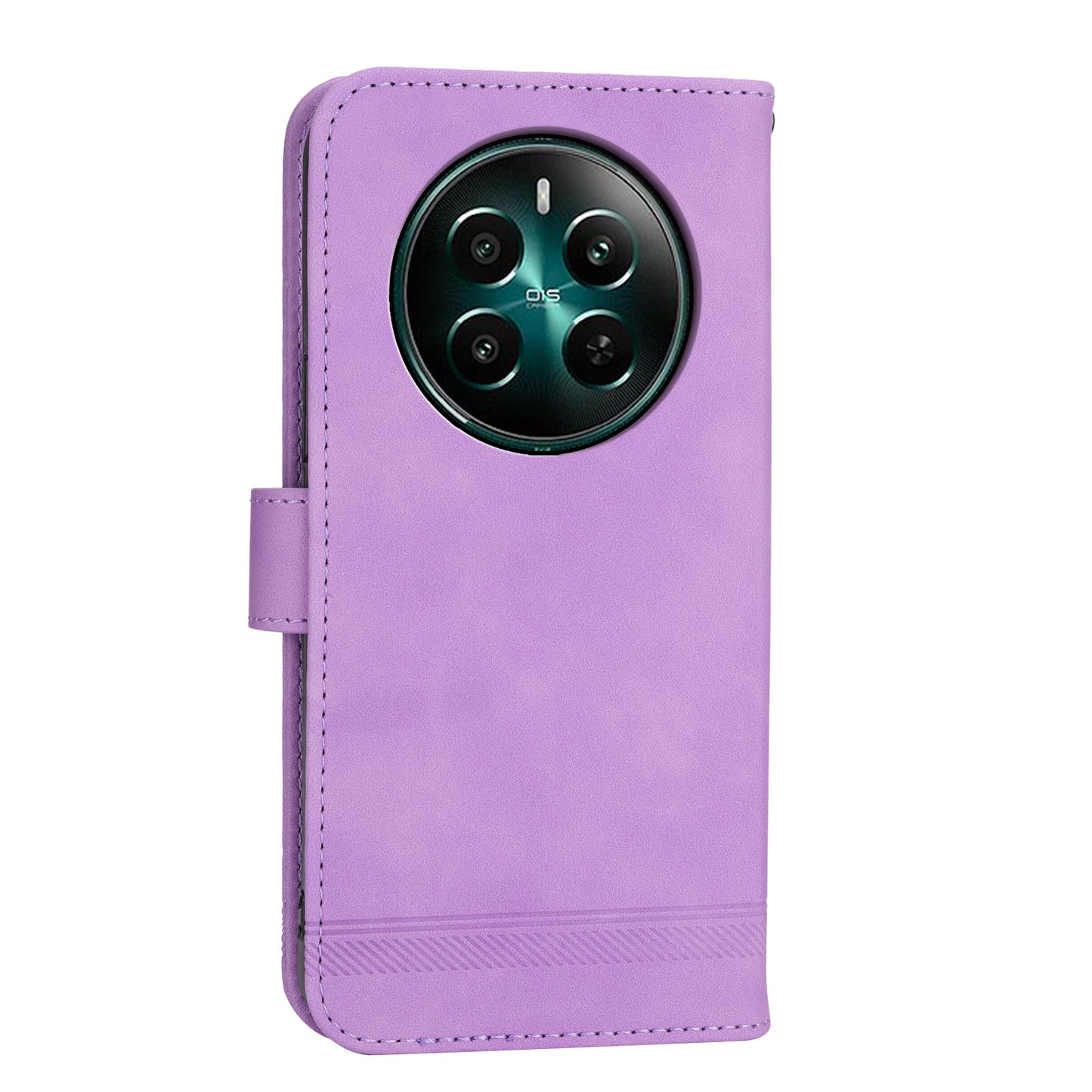 DIERFENG DF-03 For Realme 12+ 5G / Narzo 70 Pro 5G Case Imprinted Wallet Phone Cover with Hand Strap - Purple