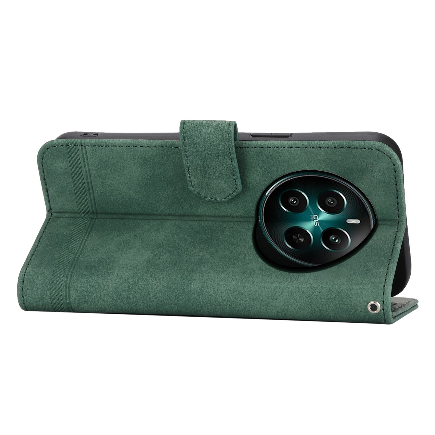 DIERFENG DF-03 For Realme 12+ 5G / Narzo 70 Pro 5G Case Imprinted Wallet Phone Cover with Hand Strap - Green