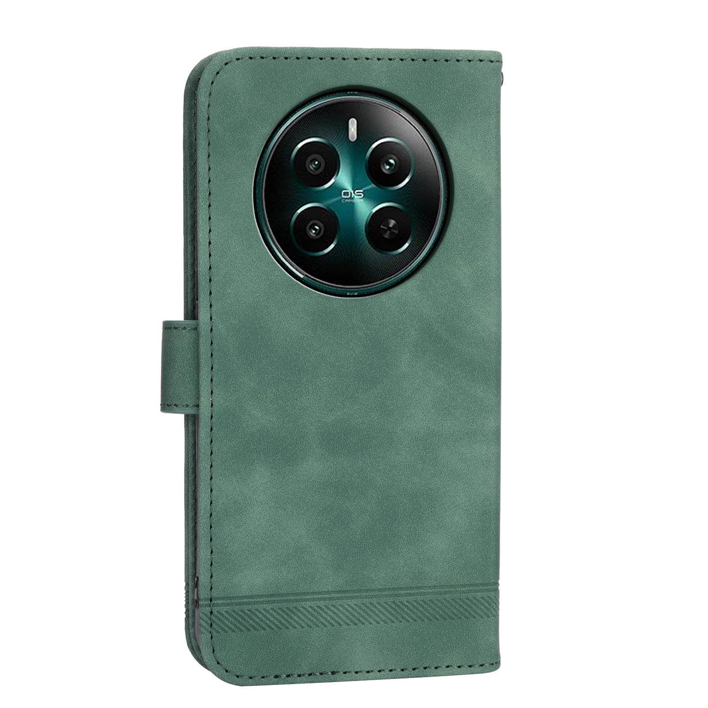 DIERFENG DF-03 For Realme 12+ 5G / Narzo 70 Pro 5G Case Imprinted Wallet Phone Cover with Hand Strap - Green