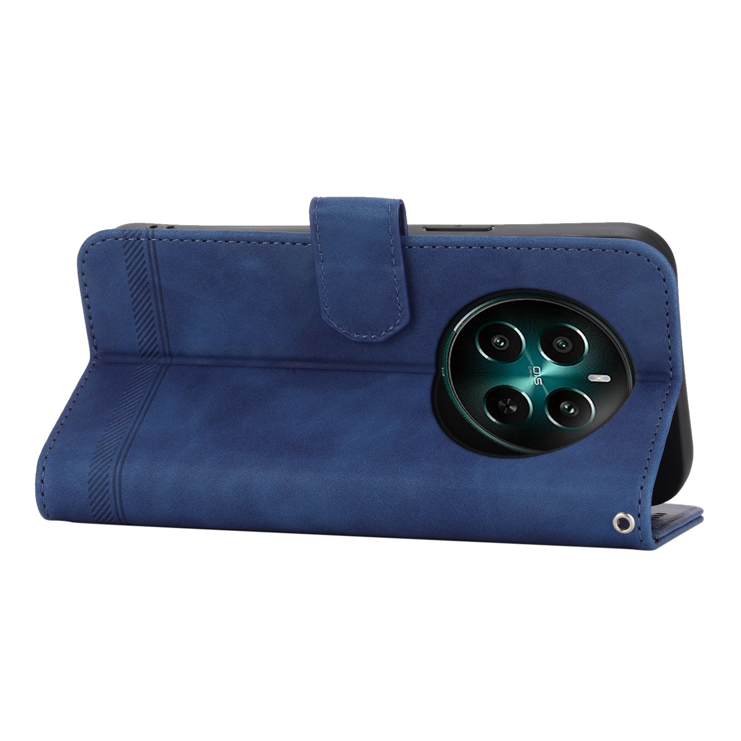 DIERFENG DF-03 For Realme 12+ 5G / Narzo 70 Pro 5G Case Imprinted Wallet Phone Cover with Hand Strap - Blue