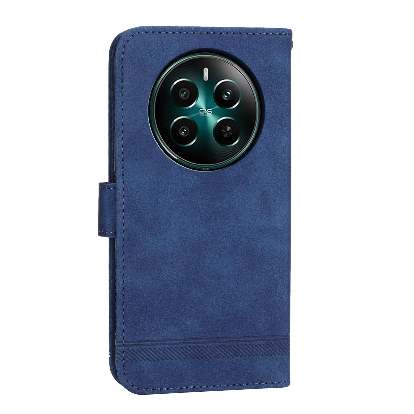 DIERFENG DF-03 For Realme 12+ 5G / Narzo 70 Pro 5G Case Imprinted Wallet Phone Cover with Hand Strap - Blue