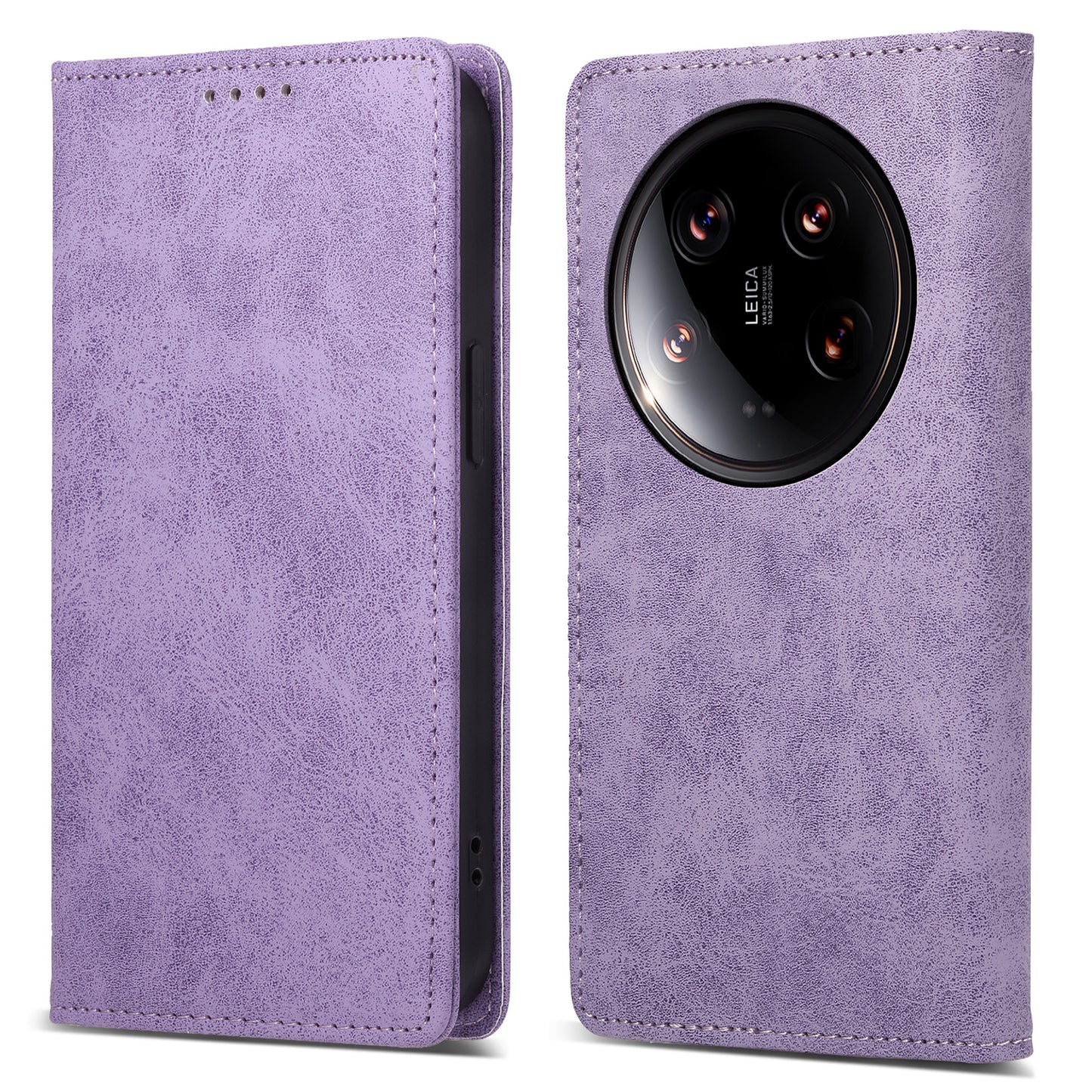 DF-05 For Xiaomi 14 Ultra Case Shockproof PU Leather Business Phone Cover with Stand Function - Purple