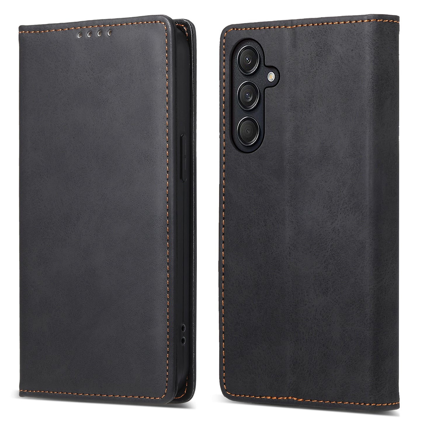 DF-05 For Samsung Galaxy M55 5G Case RFID Blocking Magnetic Closure Leather Phone Cover - Black