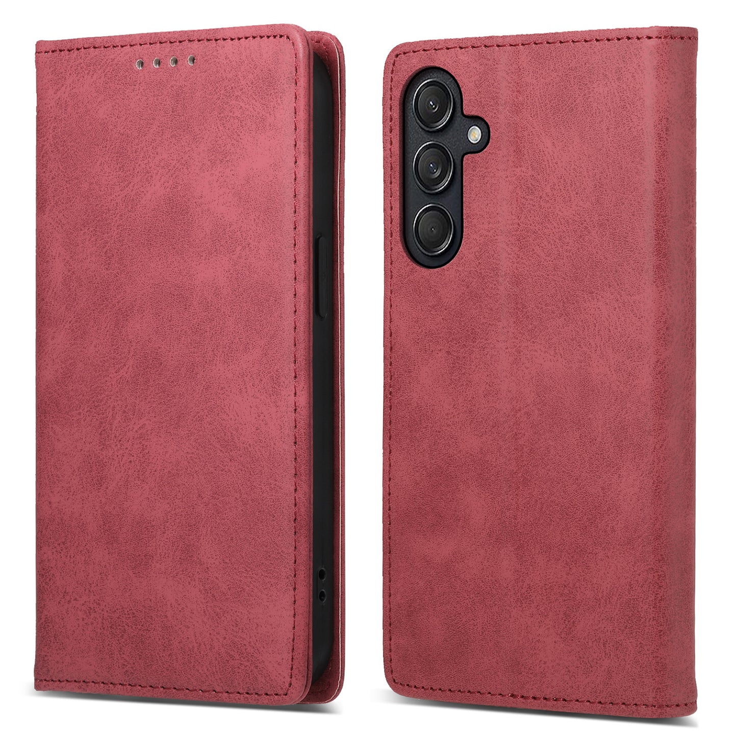 DF-05 For Samsung Galaxy M55 5G Case RFID Blocking Magnetic Closure Leather Phone Cover - Red
