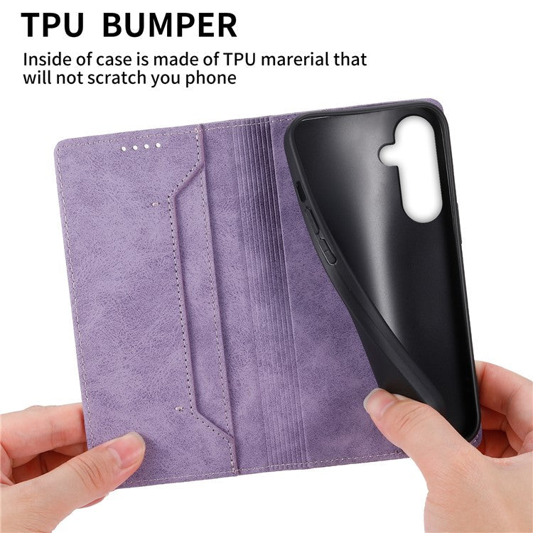 DF-05 For Samsung Galaxy M55 5G / C55 5G / F55 5G Case RFID Blocking Magnetic Closure Leather Phone Cover - Purple