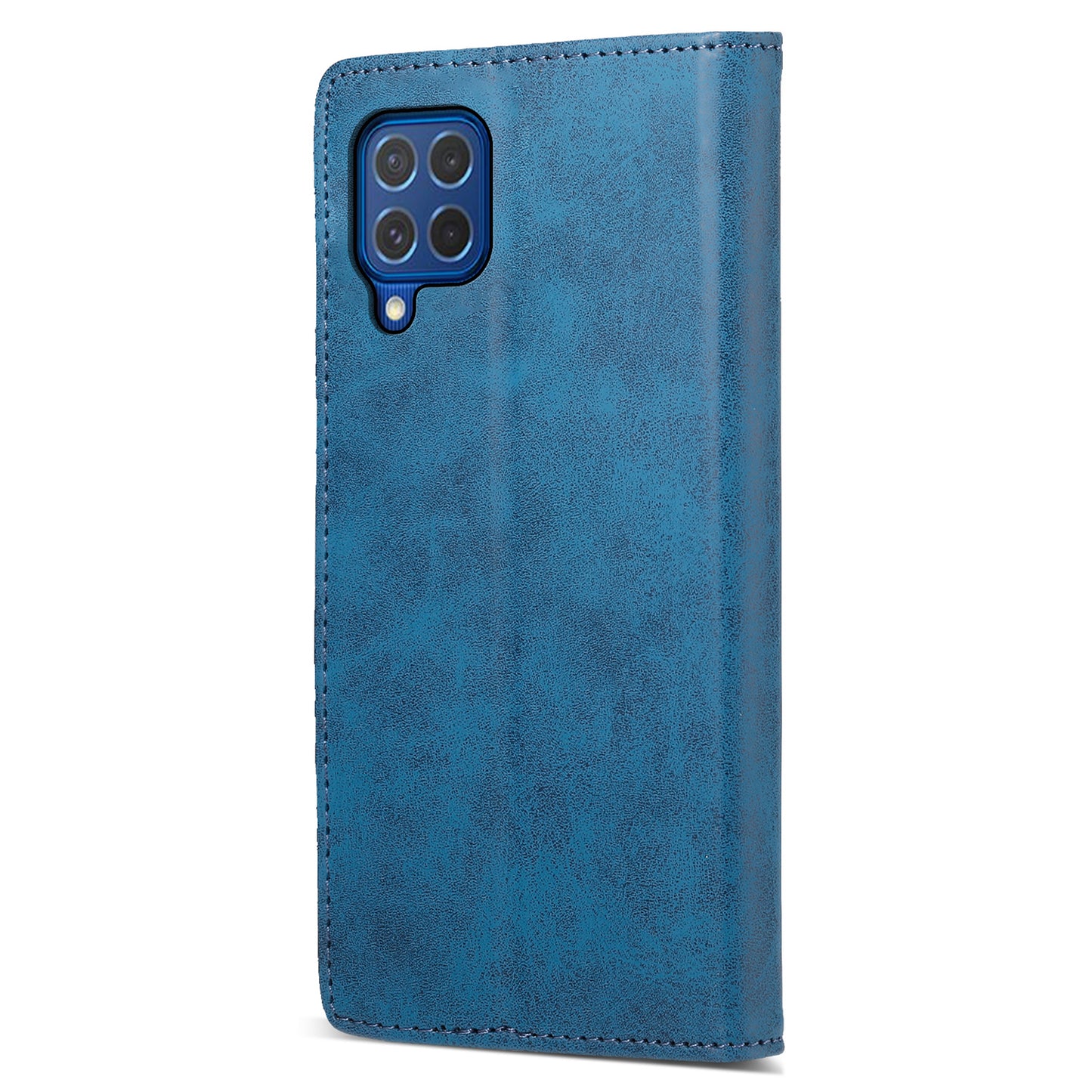 DF-05 For Samsung Galaxy M62 Wallet Case with RFID Blocking PU Leather Magnetic Absorption Phone Cover - Blue