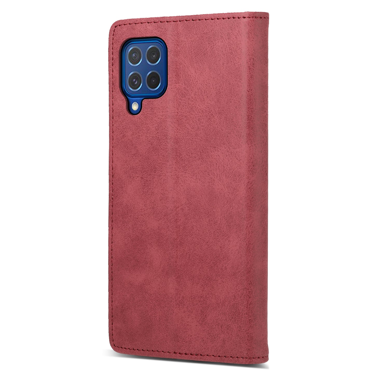 DF-05 For Samsung Galaxy M62 Wallet Case with RFID Blocking PU Leather Magnetic Absorption Phone Cover - Red