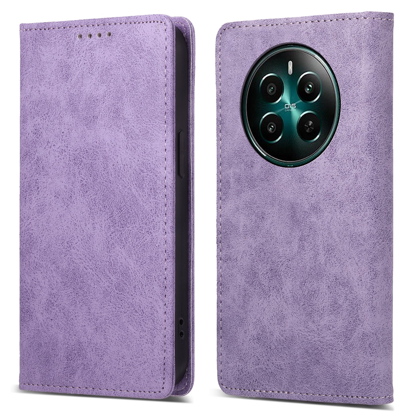 DF-05 For Realme 12+ 5G / Narzo 70 Pro 5G Case Magnetic PU Leather Wallet-Style Business Phone Cover - Purple