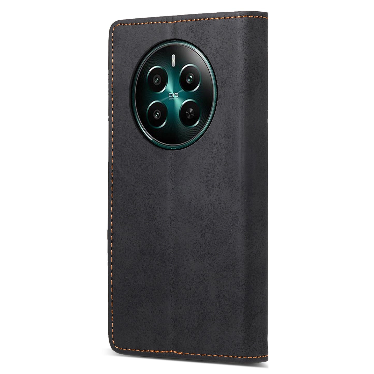 DF-05 For Realme 12+ 5G / Narzo 70 Pro 5G Case Magnetic PU Leather Wallet-Style Business Phone Cover - Black