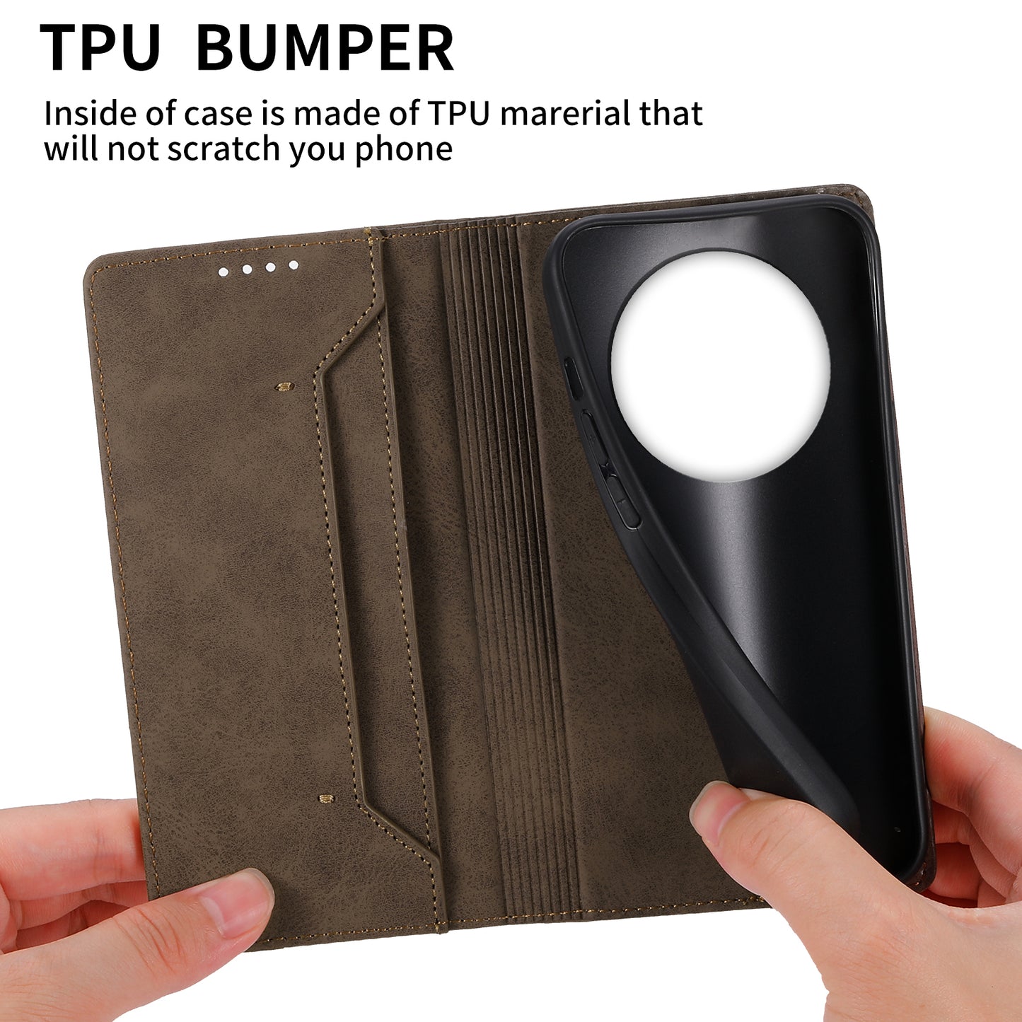 DF-05 For Realme 12+ 5G / Narzo 70 Pro 5G Case Magnetic PU Leather Wallet-Style Business Phone Cover - Brown